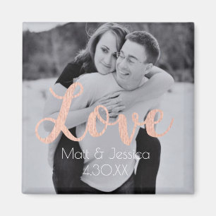 Magnet Wedding Favor- Photo with Rose Gold
