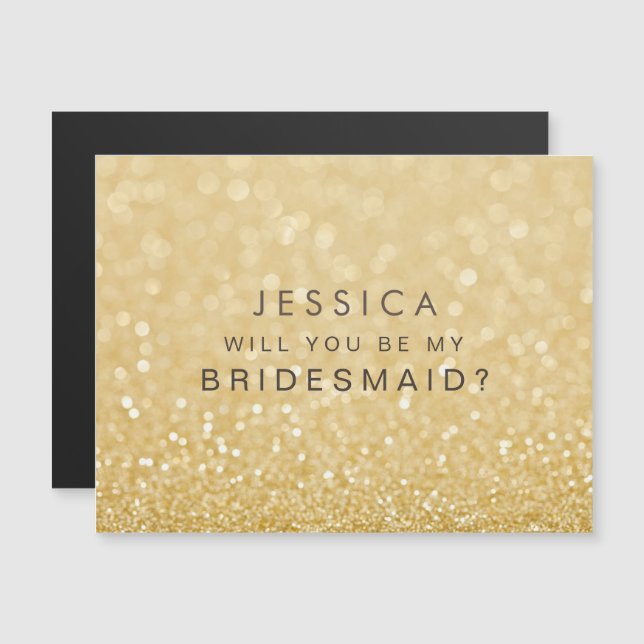 MAGNET Will you be my bridesmaid Faux Gold Glitter (Front/Back)