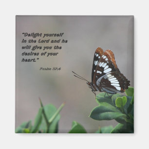 magnet with butterfly - Delight yourself in Lord