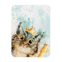 Magnet with cat and scepter and crown
