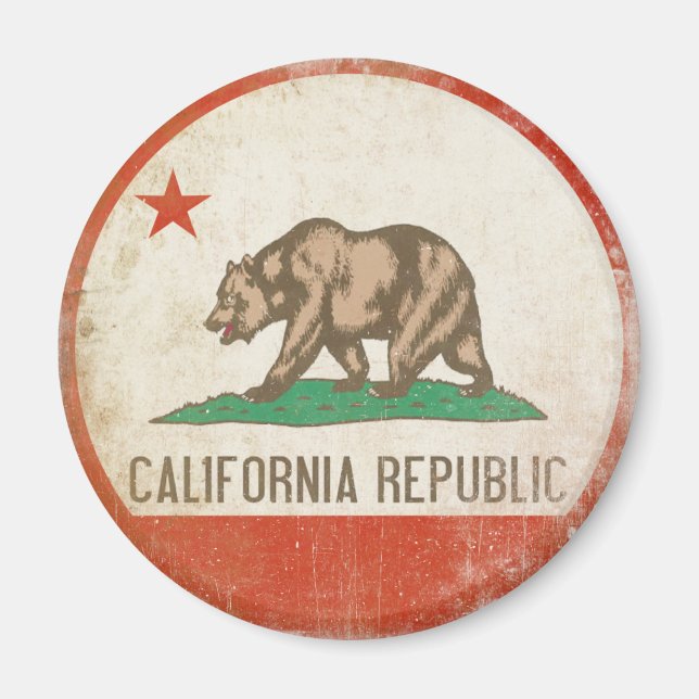 Magnet with Distressed California Republic Flag (Front)