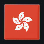 Magnet with Flag of Hong Kong, China<br><div class="desc">Display your admiration for Hong Kong with our striking magnet featuring the city's flag! This magnet proudly showcases the design of the Hong Kong flag, featuring a bold red field with a white five-petal bauhinia flower at the centre. Symbolising harmony and unity, this flag represents Hong Kong's unique blend of...</div>