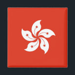 Magnet with Flag of Hong Kong, China<br><div class="desc">Display your admiration for Hong Kong with our striking magnet featuring the city's flag! This magnet proudly showcases the design of the Hong Kong flag, featuring a bold red field with a white five-petal bauhinia flower at the centre. Symbolising harmony and unity, this flag represents Hong Kong's unique blend of...</div>