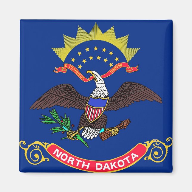 Magnet with Flag of North Dakota State - USA (Front)