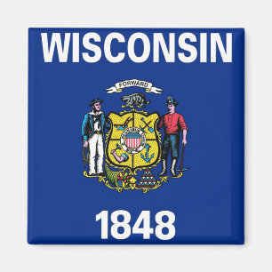 Magnet with Flag of Wisconsin State - USA