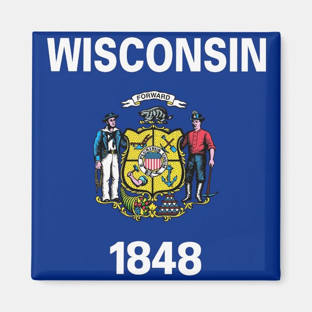 Magnet with Flag of Wisconsin State - USA (Front)