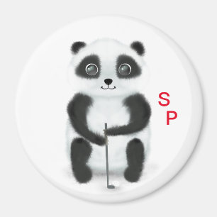magnet with golf playing panda