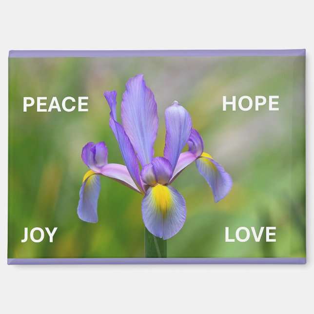 Magnet with Iris Flower and Advent themes (Front)