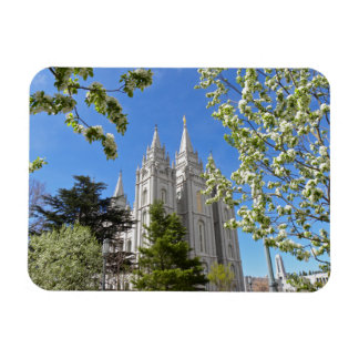 Magnet with SLC Temple with white flowers