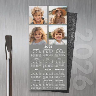 Magnetic Calendar with Photo Collage - Grey
