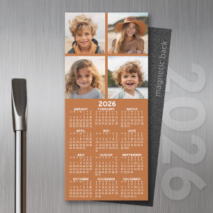 Magnetic Calendar with Photo Collage - Terra Cotta