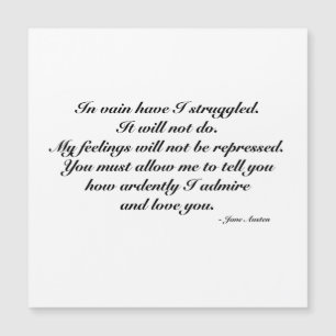 Magnetic Card, Romantic Jane Austen Quote