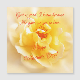 Magnetic Card White Yellow Rose Valentine's Day