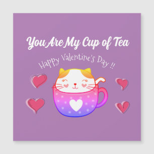 Magnetic Card with a cat inside a tea cup