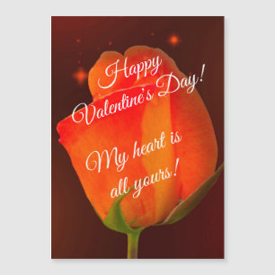 Magnetic Card Yellow Red Rose Valentine's Day