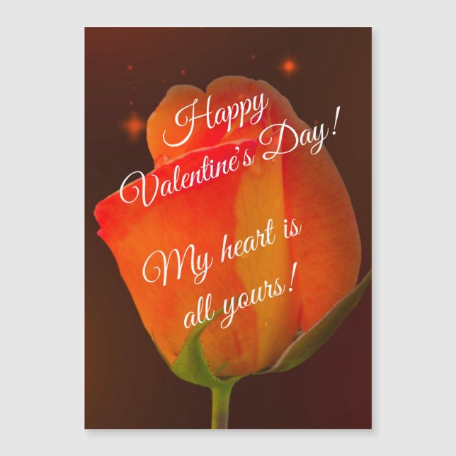 Magnetic Card Yellow Red Rose Valentine's Day (Front)