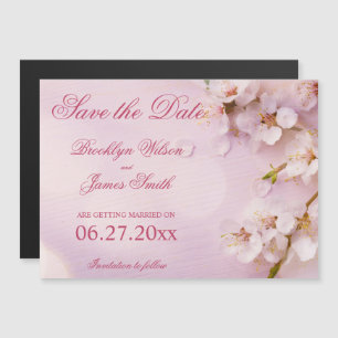 Magnetic Cherry Blossom Elegant Save The Date Magn Magnetic Invitation