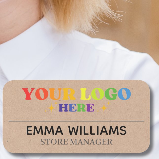 Magnetic Company Employee kraft Rustic Name Tag (Creator Uploaded)