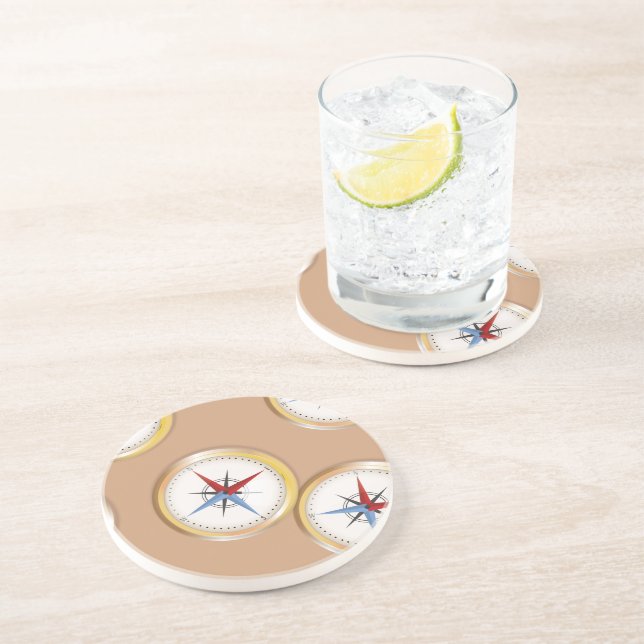 Magnetic Compass pattern Coaster (Side)