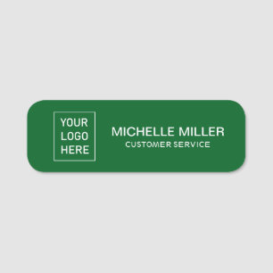 Magnetic Custom Business Logo Employee Staff Green Name Tag