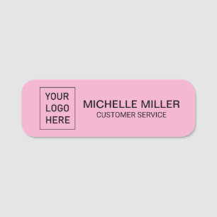 Magnetic Custom Business Logo Employee Staff Pink Name Tag
