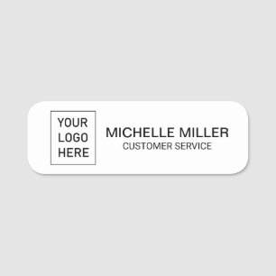 Magnetic Custom Business Logo Employee Staff White Name Tag