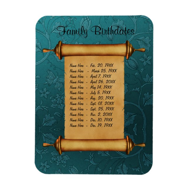 Magnetic Family Birthday Reminder - Customise Magnet (Vertical)