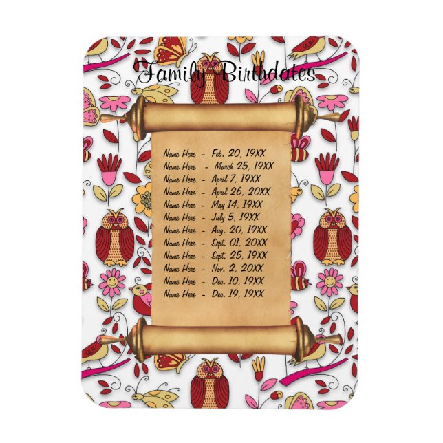 Magnetic Family Birthday Reminder - Customise Magnet (Vertical)