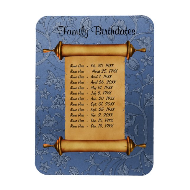 Magnetic Family Birthday Reminder - Customise Magnet (Vertical)