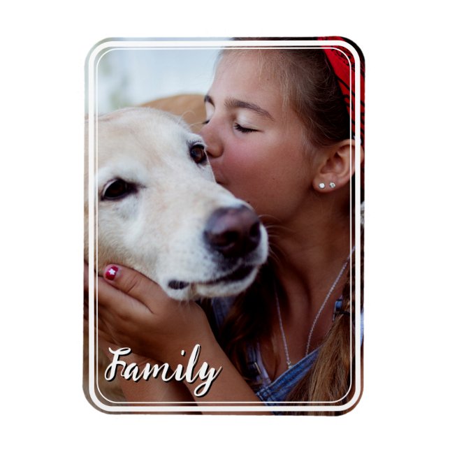 Magnetic Family Photo Magnet with Custom Text (Vertical)