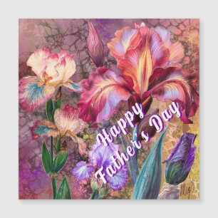Magnetic Father's Day Card with Colourful Irises