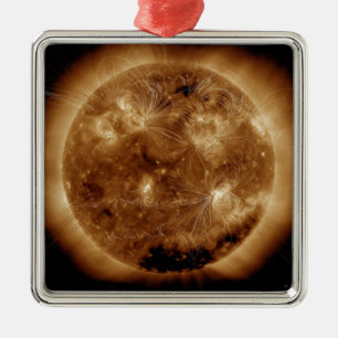 Magnetic field lines on the Sun 2 Metal Tree Decoration