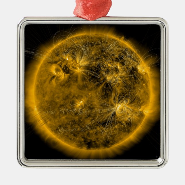 Magnetic field lines on the Sun Metal Tree Decoration (Front)