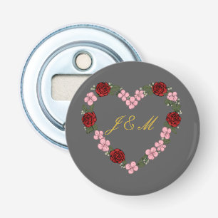 Magnetic Gray with Pink and Red Heart Bottle Opener