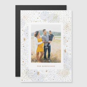 Magnetic Hand-drawn Fireworks New Years Photo Card