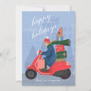 Magnetic Happy Holidays Scooter Non-Photo Card