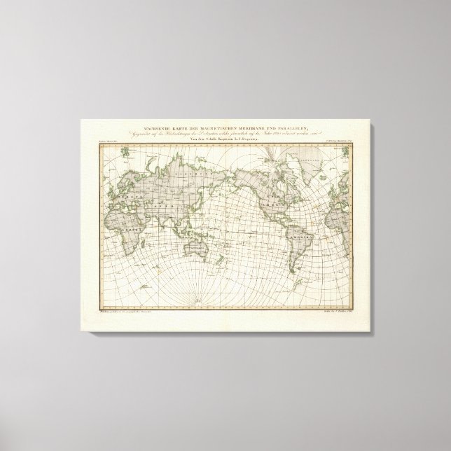 Magnetic Map of the World Canvas Print (Front)