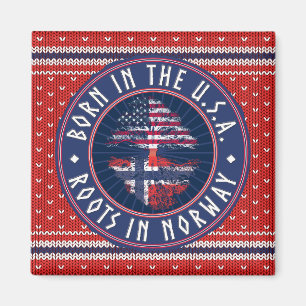 Magnetic Message "Born in USA · Roots in Norway" Magnet