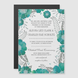 Magnetic Mint Floral Vintage Typography Invitation