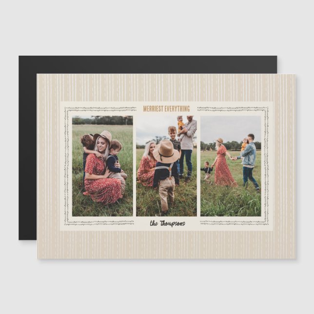 Magnetic Modern Farmhouse Holiday Photo Card (Front/Back)