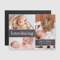 Magnetic photo collage Introducing 3rd Baby