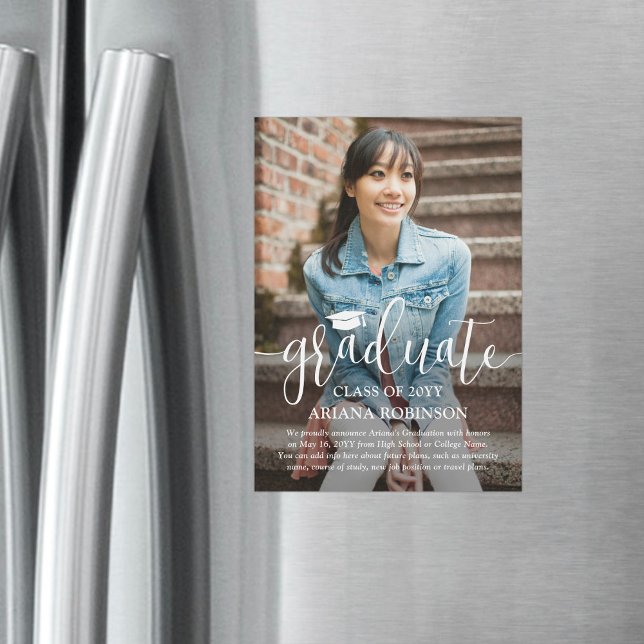 Magnetic Photo Modern Graduation Announcement Card (Creator Uploaded)