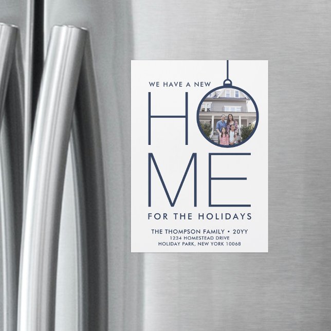 Magnetic Photo Modern Minimal Holiday Moving Card (Creator Uploaded)