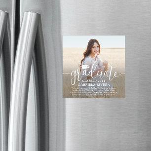 Magnetic Photo Square Graduation Announcement Card