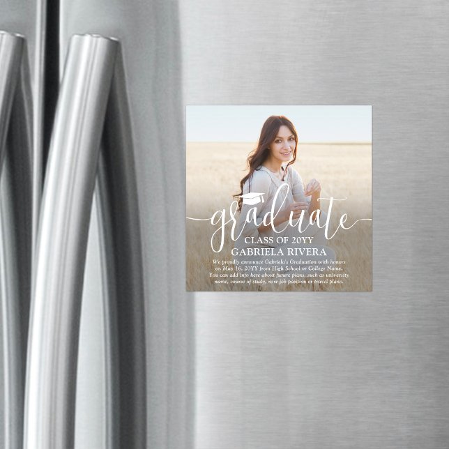Magnetic Photo Square Graduation Announcement Card (Creator Uploaded)