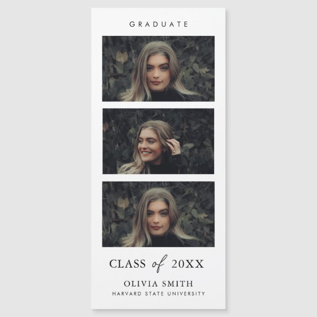 Magnetic Photo Strip Graduation Party Announcement (Front)
