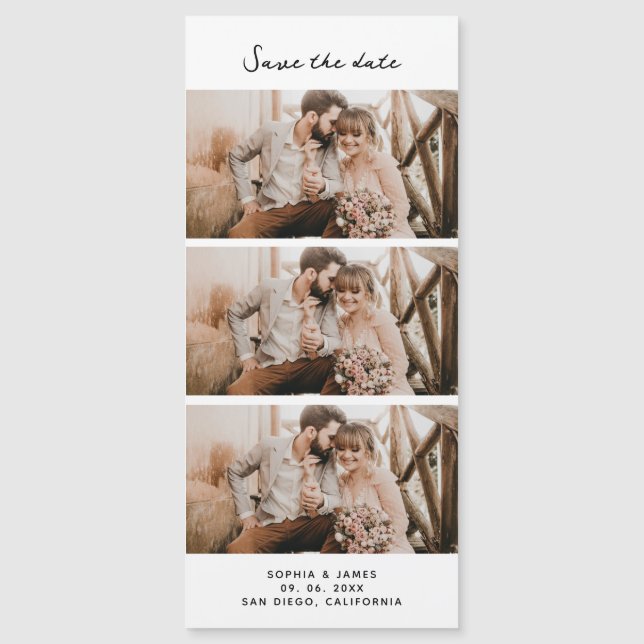 Magnetic Photo Strip Wedding Save The Date (Front)