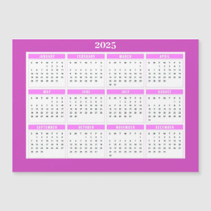 Magnetic Pink 2025 Monthly Calendar  Magnet