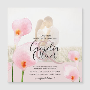 MAGNETIC Pink Calla Lily PHOTO Wedding Invite