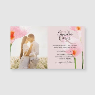 MAGNETIC Pink Calla Lily PHOTO Wedding Invite